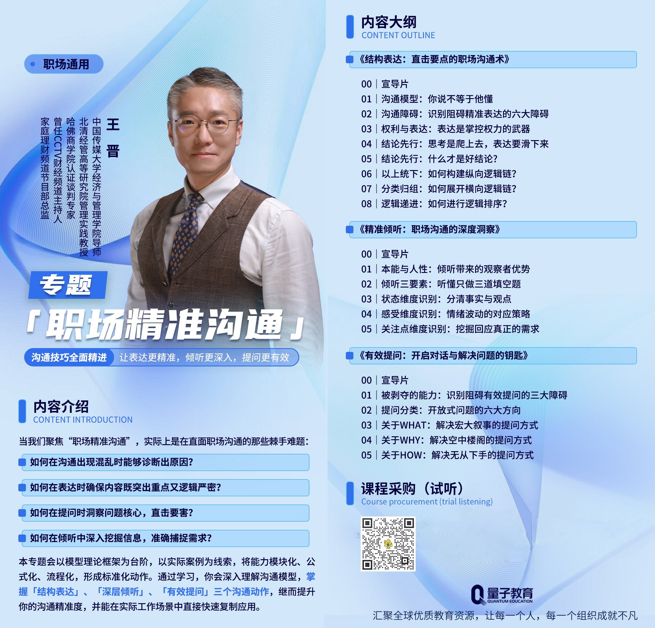 王晋,职场,课程